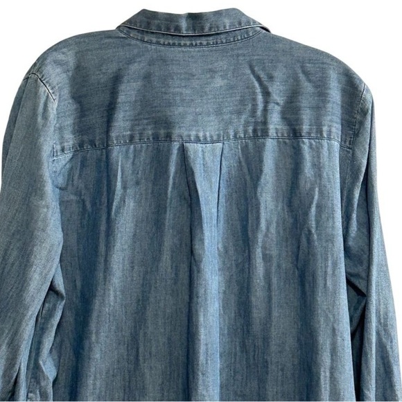 Ann Taylor LOFT Women's M Blue Denim Long Sleeve Tunic Dress Short Side Pockets - Picture 12 of 16